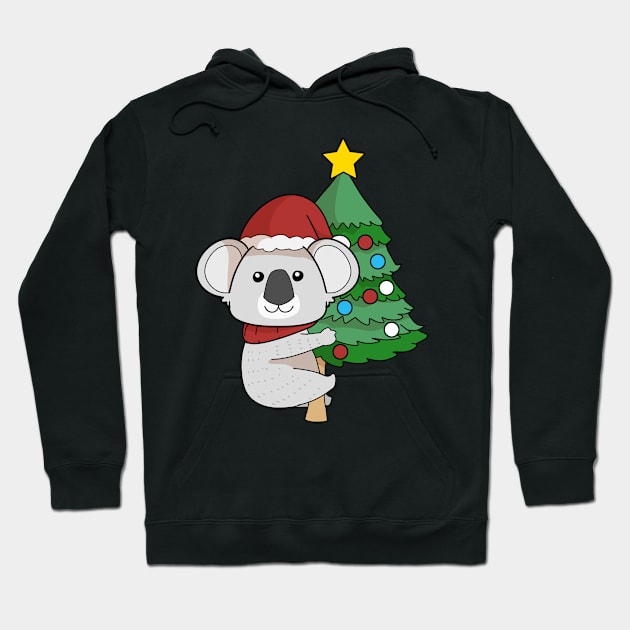 Koala Bear Christmas Holiday Shirt with Christmas tree and Santa hat for animal lovers Hoodie by TheBeardComic